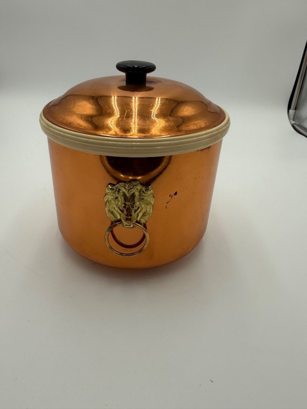 Vintage Copper Ice Bucket Lion Handle Coppercarft Guild MCM Barware Cocktails